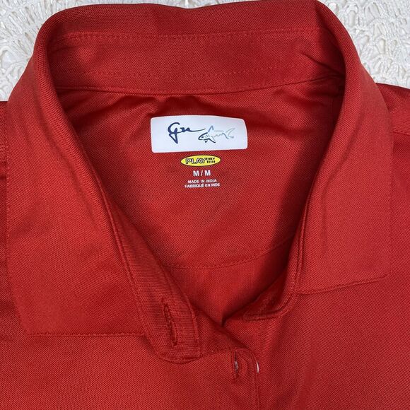 Greg Norman Golf Polo Shirt Short Sleeve Play Dry Shark Logo Womens Size M Red - Picture 6 of 9